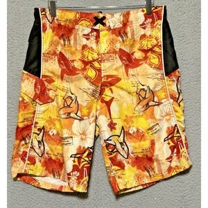 OP Ocean Pacific Hawaiian Board Shorts Swim Trunks Boys Size XL 14-16 Sharks